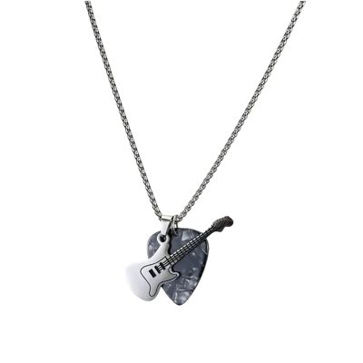 Pick & Roll' rock guitar pendant in black color