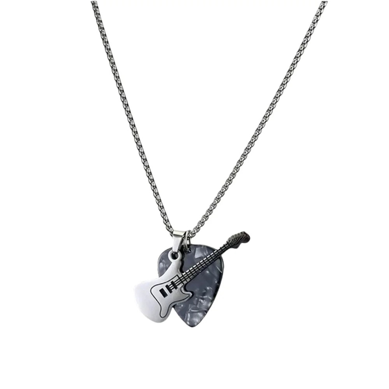 Pick & Roll' rock guitar pendant in black color