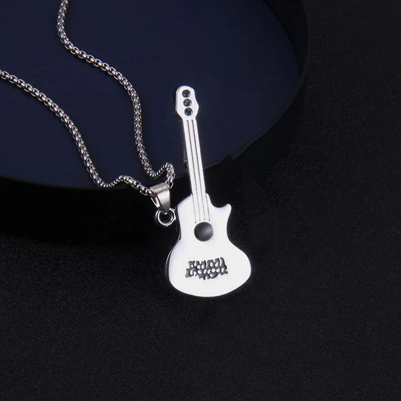 Acoustic Rock Guitar Silver Pendant