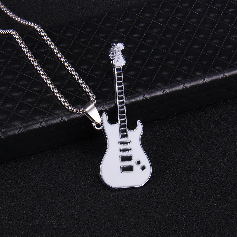 Rock Strat Guitar Pendant in White Color