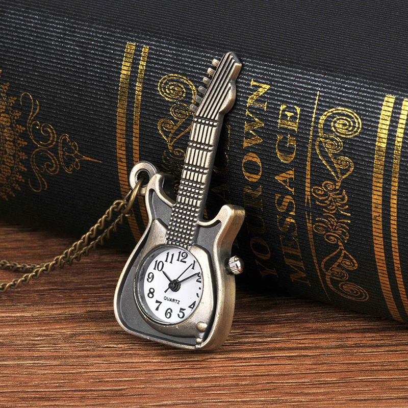 Rock Guitar Pendant and Pocket Watch - Vintage Single Time