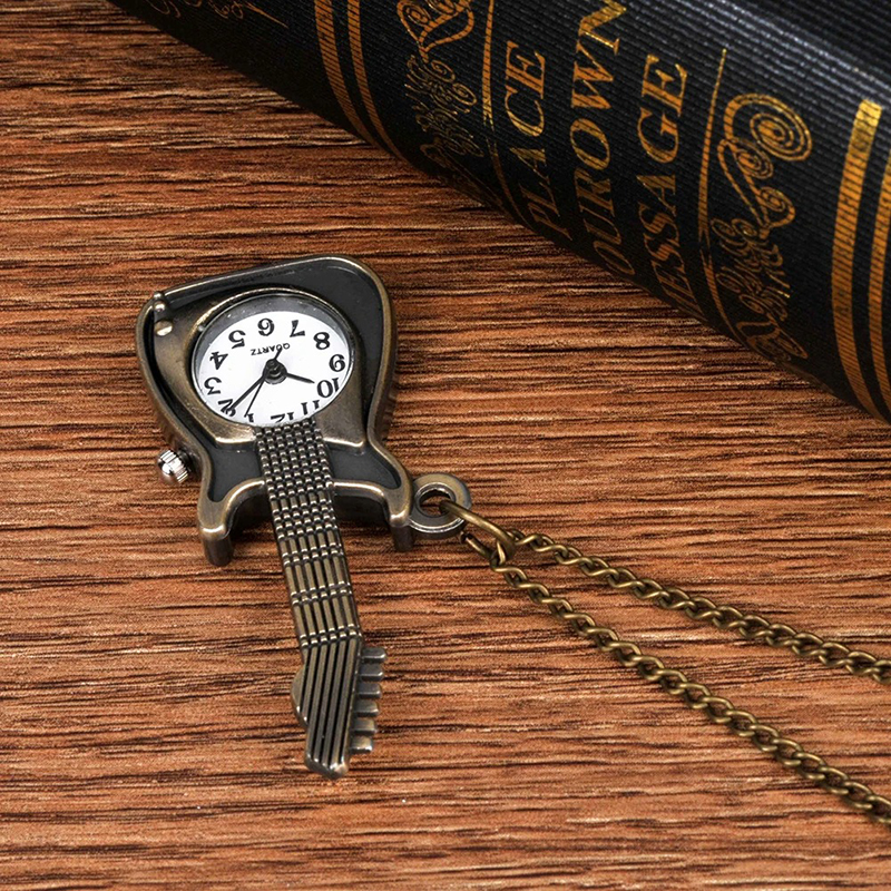 Pendant - Rock Guitar and Pocket Watch - Vintage Time Solo