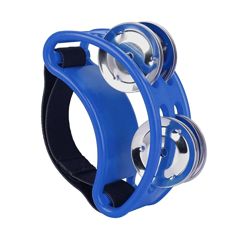 Standing Tambourine for Musician - Multicolor Jingle Beat Percussion Accessory in Blue Color