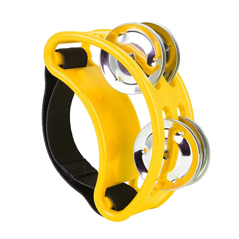 Standing Tambourine for Musician - Yellow Multicolor Jingle Beat Percussion Accessory