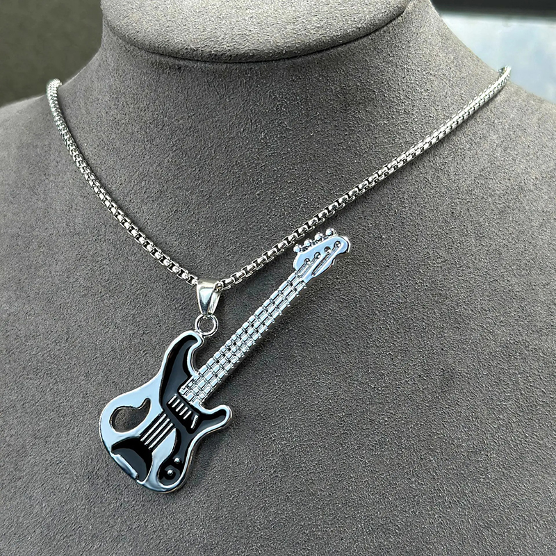 View of the 'Midnight Groove' Rock Guitar Pendant