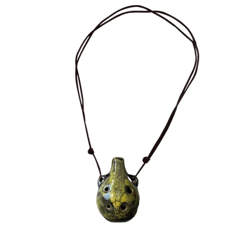 Full View of Miniature Ceramic Ocarina - 6 Hole Musical Pendant