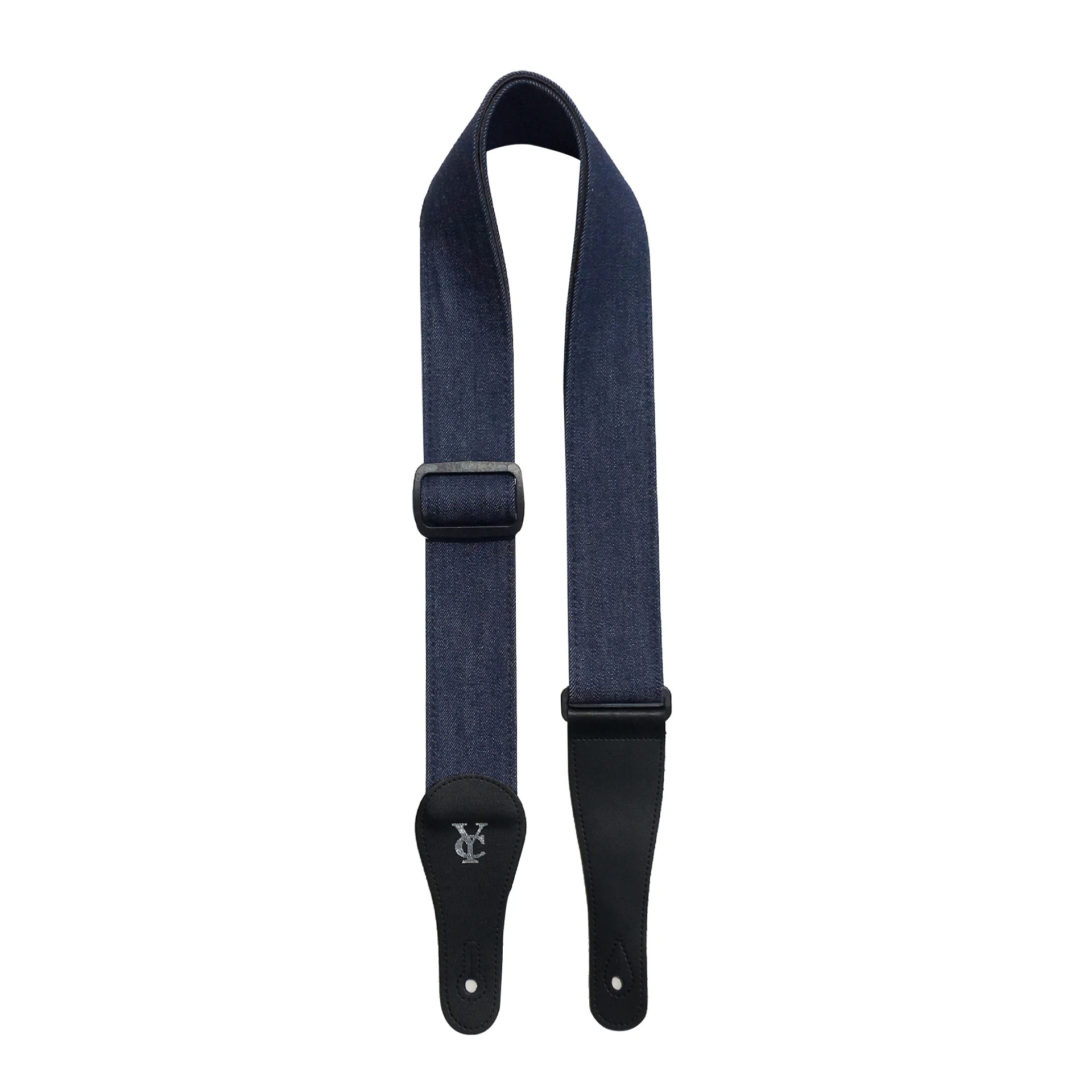 Full view of the Raw Indigo Blue Denim Guitar Strap
