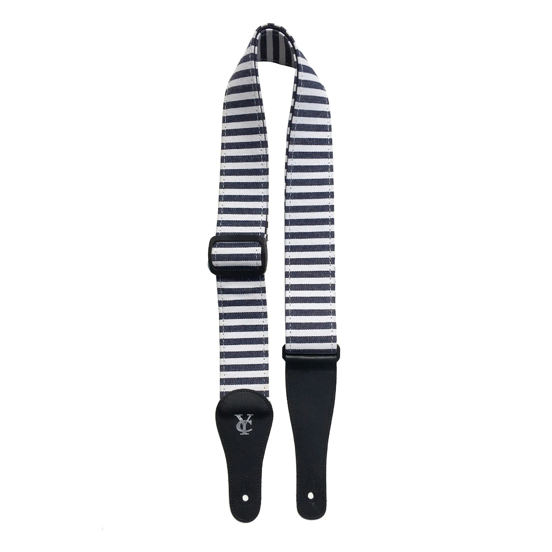 Full view of the Striped Guitar Strap - Sailor Rock Style Marine Lines