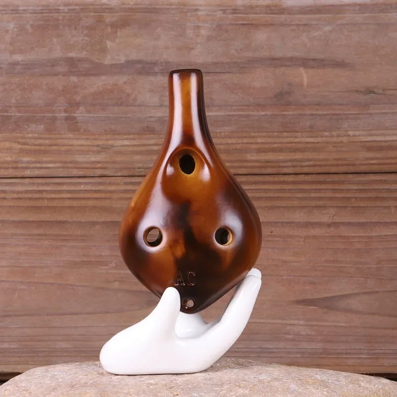 Ceramic Ocarina - Strawfire Style with 6 Holes in C Tone of Color