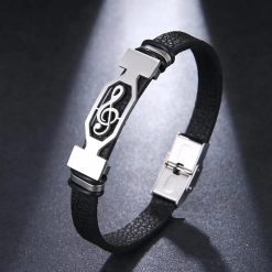 Steel Cadence Treble Clef Bracelet