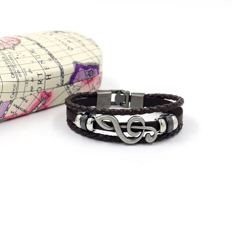Brown Rock Echo Musical Treble Clef Bracelet
