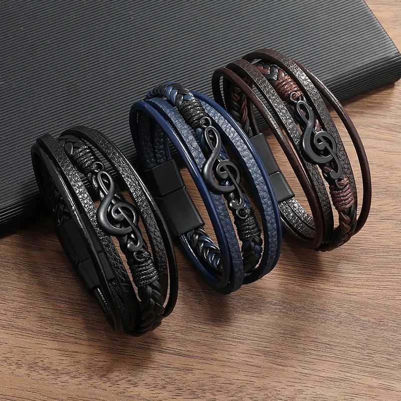 Rock Black Treble Clef Bracelet Harmony - 3 colors to choose from!