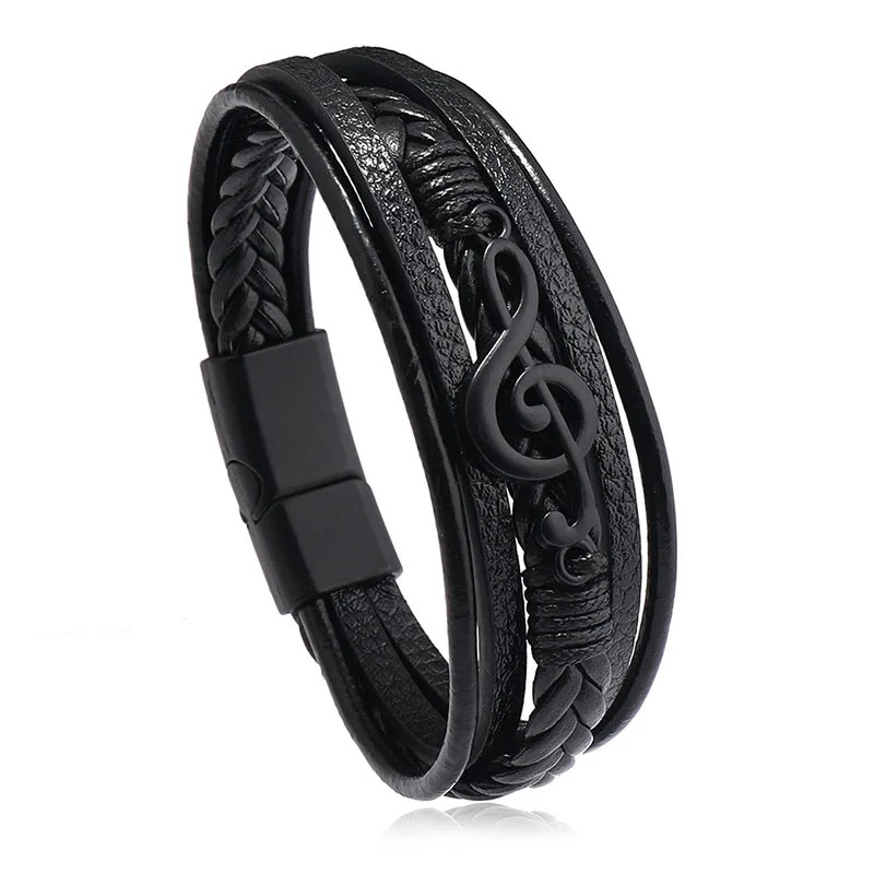 Black Rock Treble Clef Bracelet Harmony in Black Color