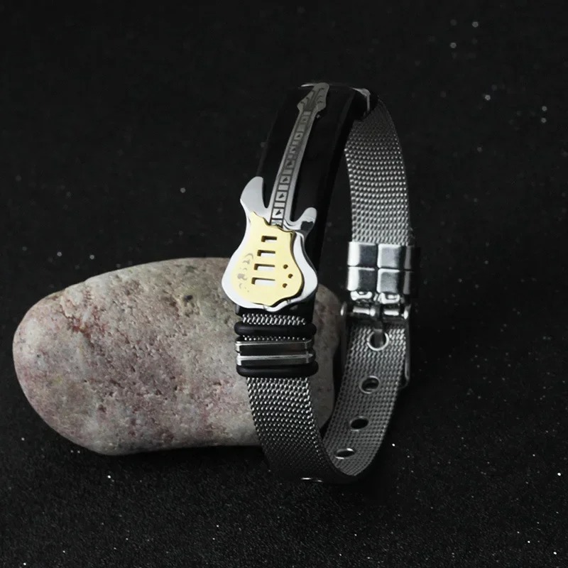 Golden Stratocaster Rock Guitar Bracelet