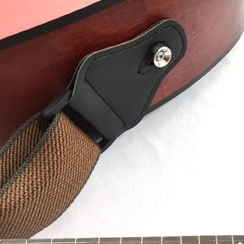 Detail of the Classic Brown Coffee Guitar Strap Attachment