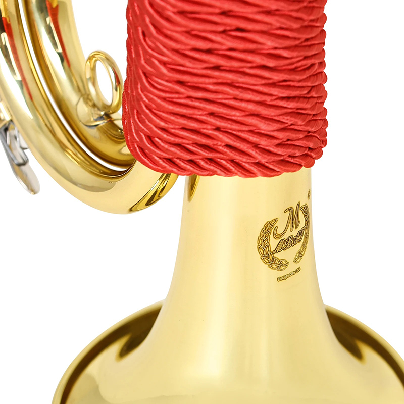 Details of the Spanish Marching Bugle - Golden Brass with Wind Instruments Case
