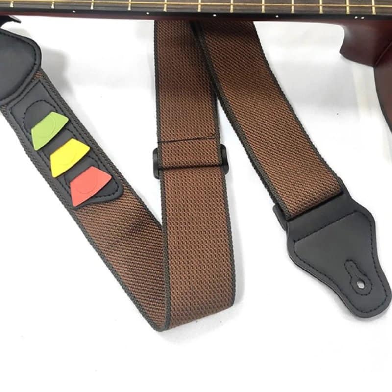 Details of Classic Brown Coffee Guitar Strap