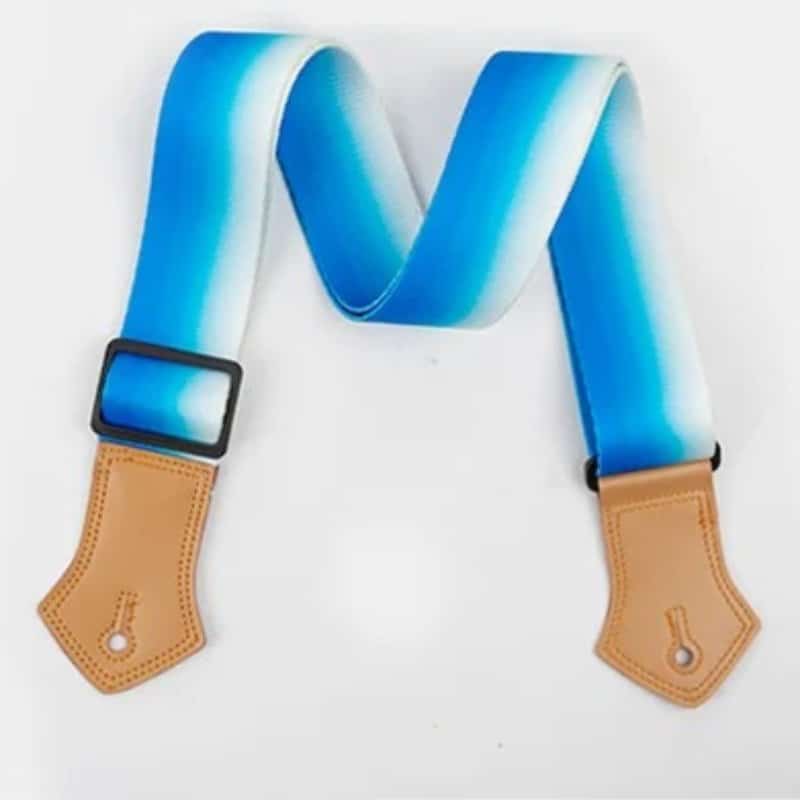 Details of the Vintage Ocean Blue Gradient Guitar Strap