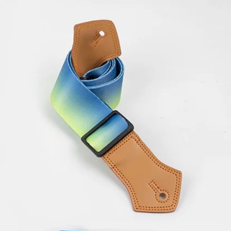 Details of the Vintage Guitar Strap in Teal Gradient