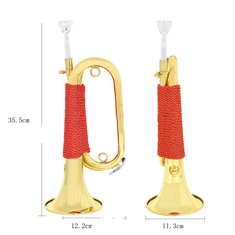 Spanish Marching Bugle Dimension - Golden Brass with Wind Instruments Case