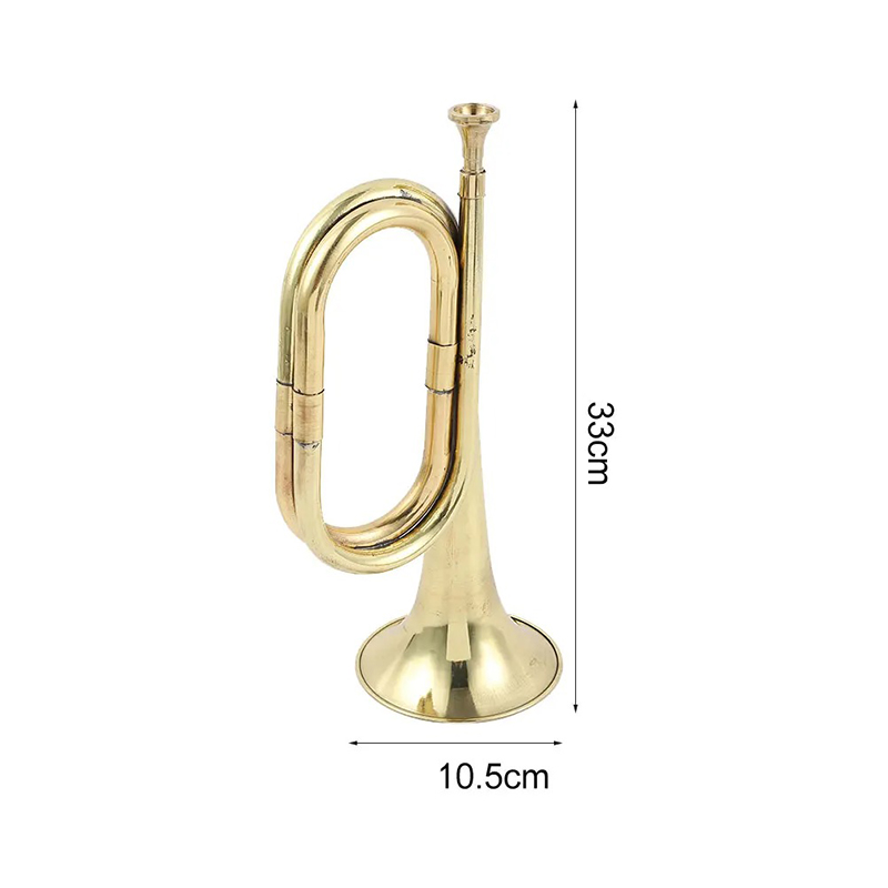 Dimensions of the Traditional Brass Trumpet - Straight Trumpet with Red Handkerchief - Wind Instrument for Beginners, Students and Music Bands
