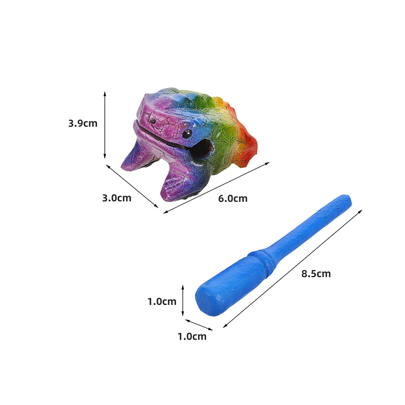 Dimensions of Percussion Instrument - Rainbow Wooden Frog Scraper