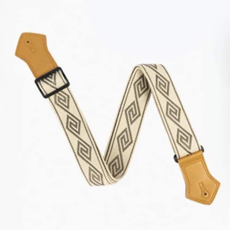 Magnificent Vintage Labyrinth Brown Cream Guitar Strap