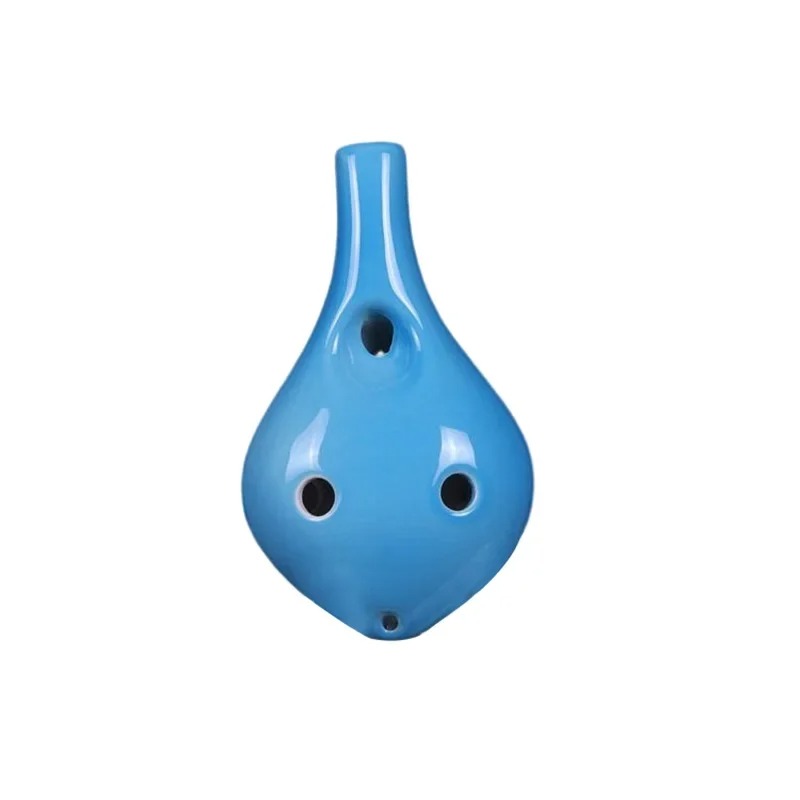 Ceramic Ocarina - 6-Hole Strawfire Style in C Tone of Navy Blue Color