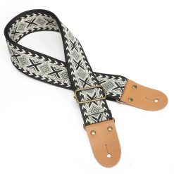 Vintage Guitar Strap "Incan Diamonds Black and Sage Green
