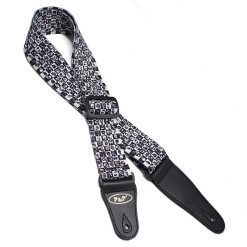 Guitar Strap with Skull Theme, Skull Mosaic in Black and White