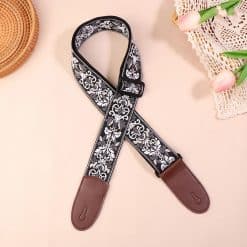 Vintage Guitar Strap with Black and Ivory Arabesques
