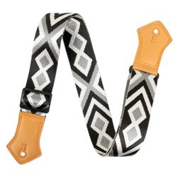 Black and Silver Vintage Diamond Guitar Strap