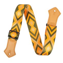 Vintage Diamond Ochre and Olive Guitar Strap