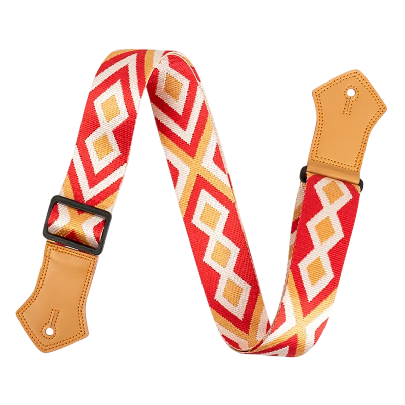Red and Honey Diamond Vintage Guitar Strap