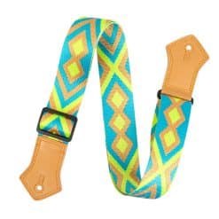 Vintage Guitar Strap with Tropical Diamond in Blue and Green