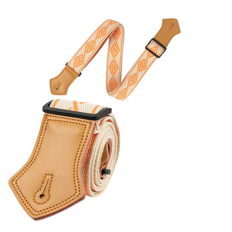 Vintage Labyrinth Mandarin Orange Guitar Strap