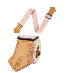 Vintage Guitar Strap with Pastel Pink Maze Design