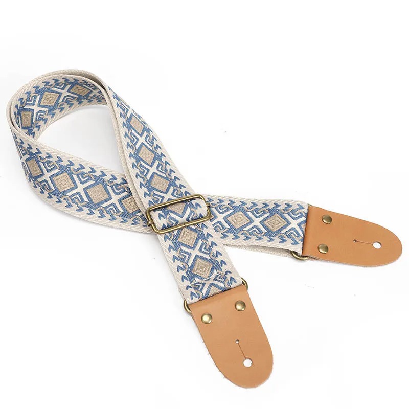 Vintage Guitar Strap with Andean Diamonds in Powder Blue