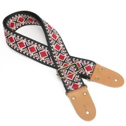 Vintage Guitar Strap with Red and Black Inca Diamonds