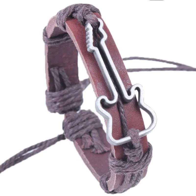 Rear View of Rock Guitar Strap with Bohemian Cord