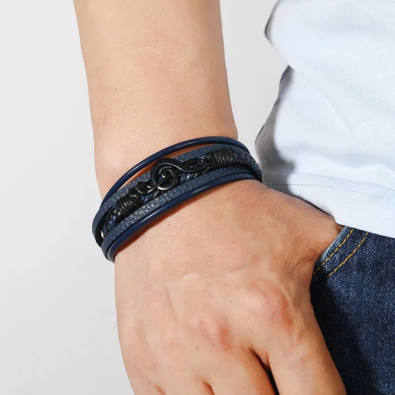 Worn Vue Bracelet with Rock Treble Clef in Black Harmony, 3 colors to choose from!