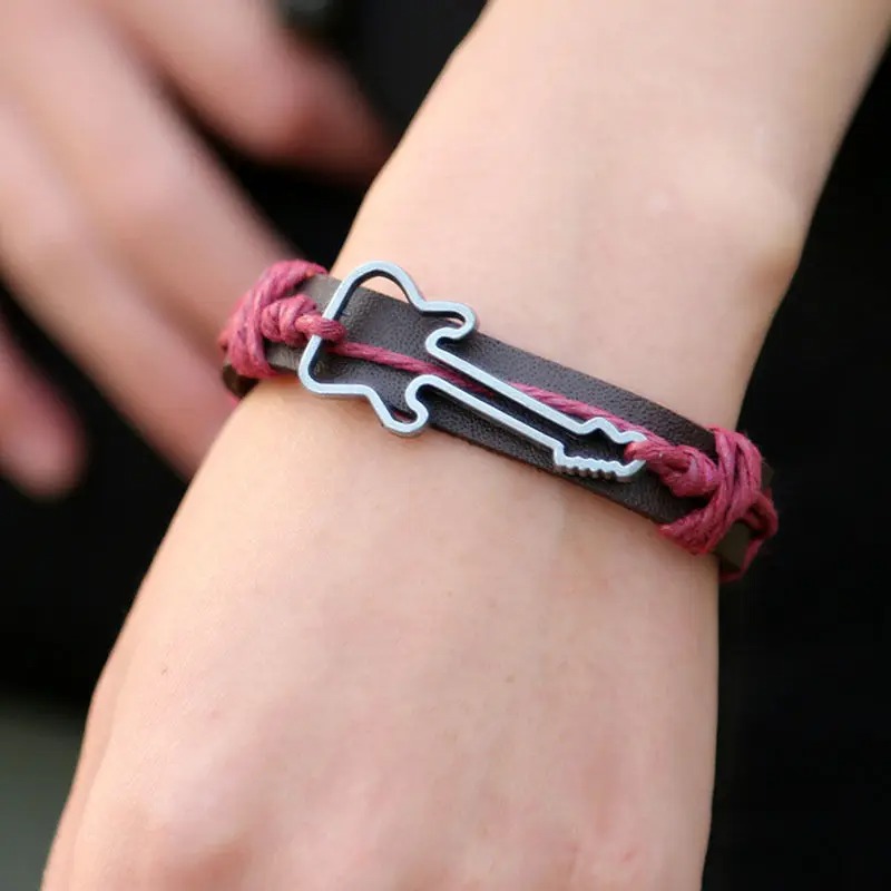 View of Rock Guitar Bracelet with Bohemian String