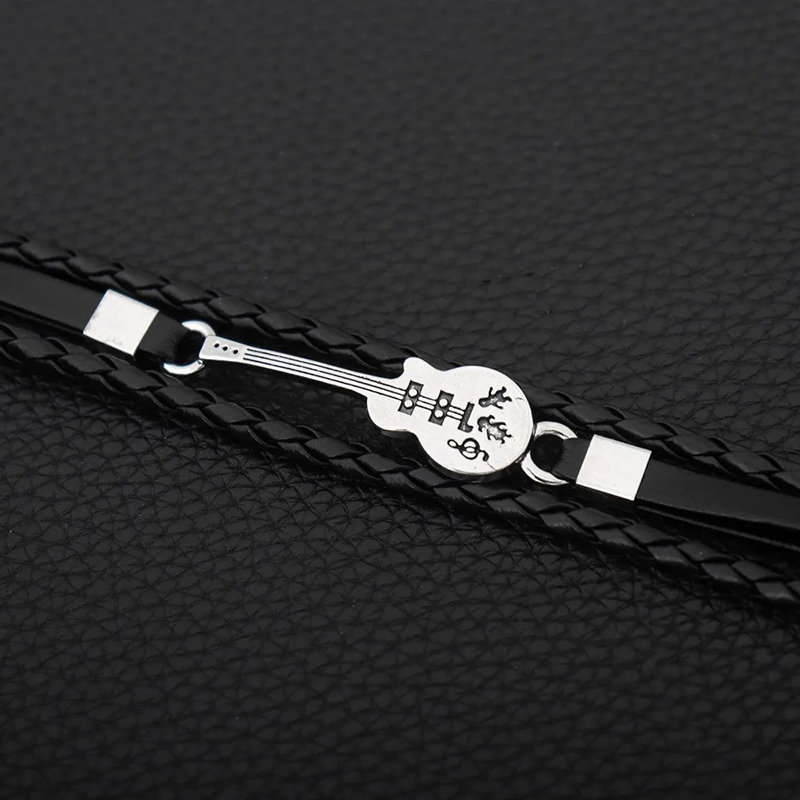 Detailed view of the Rock Guitar Bracelet - Silver Symphony