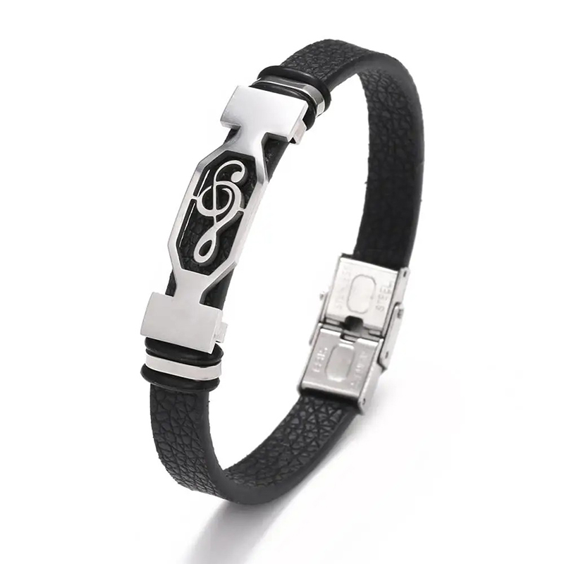 General view of the Steel Cadence Treble Clef Bracelet