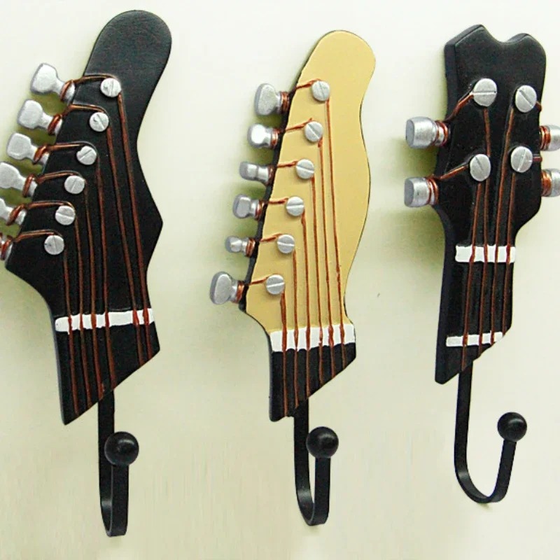 Crochet Wall Mural of a Guitar Peghead in Rock'n'Roll Style