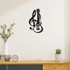 Wall Decoration - Metal Guitar & Treble Clef Interlaced (30 cm)