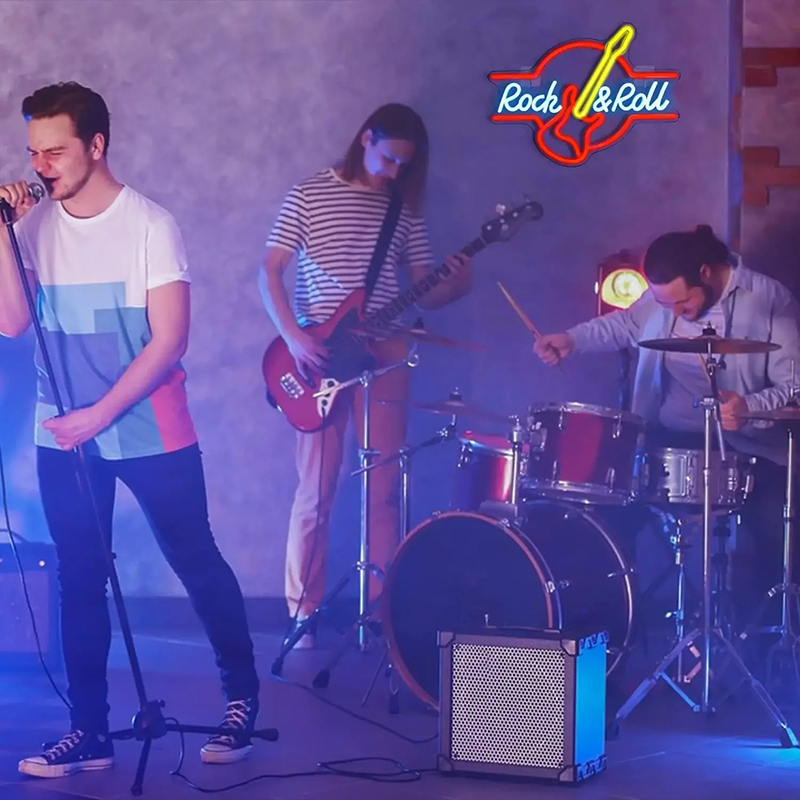 Illuminated Sign - Neon LED Rock & Roll Guitar