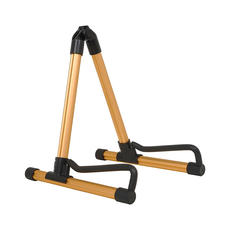 Brown guitar stand with non-slip hook