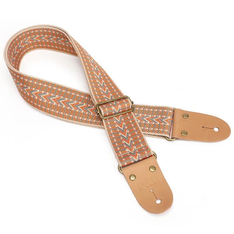Vintage Guitar Strap with Navajo Arrows on Burnt Earth
