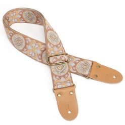 Vintage Guitar Strap with Bohemian Flowers and Honey Sun